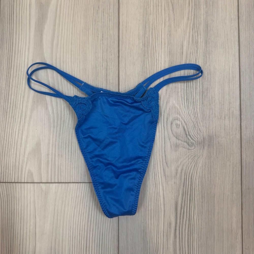 Vintage 2001 Victorias Secret‎ Blue Lace V-String Thong Panty NWT Small 3507